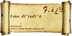 Feke Árpád névjegykártya